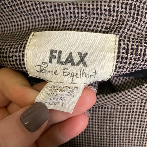 Flax | Brown Plaid Long Sleeve Top Small - Picture 8 of 8